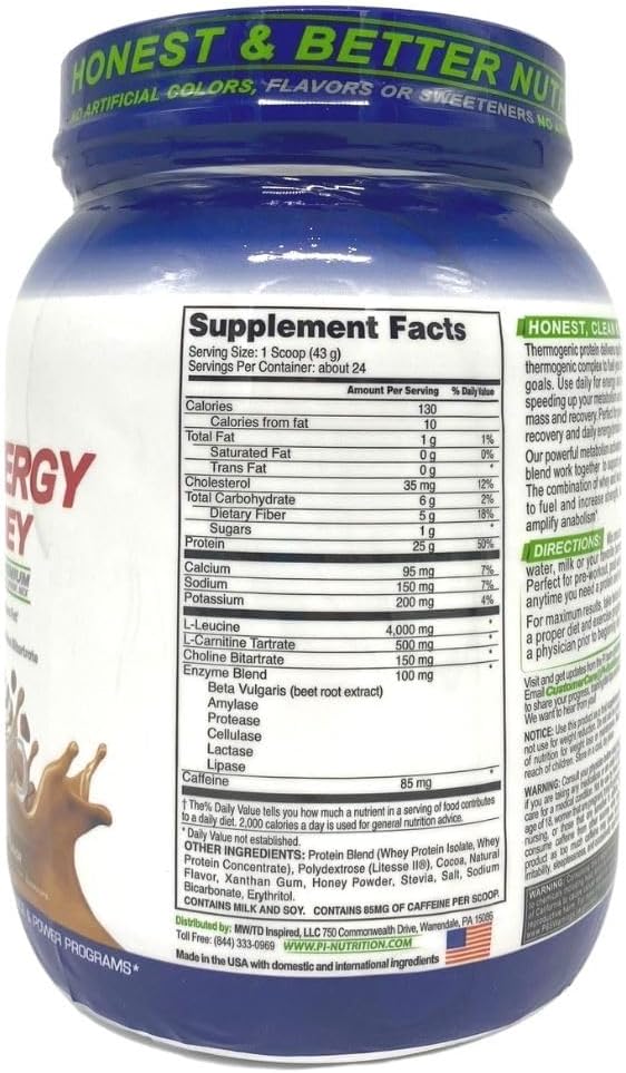 Performance Inspired Diet &amp Energy Whey Protein – 25G Clean Protein – L-Carnitine &amp Leucine – Digestive Enzymes – Green Tea Extract – Gluten-Free – 1g Sugar – Vanilla Latte – 2.4 lb
