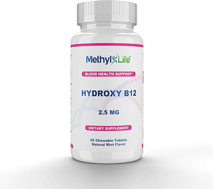 Methyl-Life® Hydroxy B12 Sublingual Tablets – Gentle Vitamin B12 Supplement for Daily Energy &amp Cellular Support – Vegan Non-GMO Gluten &amp Top 14 Allergen Free | 90 Chewable Tablets