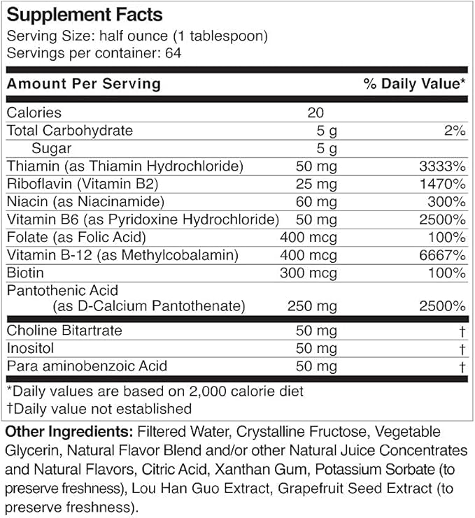 Life Solutions Liquid Super B Complex -32oz Naturally Increase Your Body's Levels of Energy