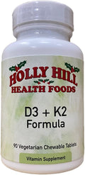 Holly Hill Health Foods D3 + K2 Formula 90 Vegetarian Chewable Tablets