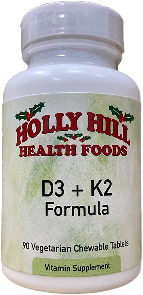 Holly Hill Health Foods D3 + K2 Formula 90 Vegetarian Chewable Tablets