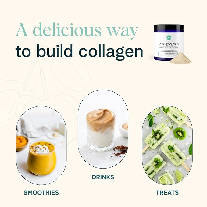 Ora Organic Vegan Collagen-Boosting Powder for Women and Men - Hair Skin &amp Nails Support - Bamboo Silica Plant-Based Protein Organic Vitamin C Aloe Vera - Vanilla Flavor 20 Servings