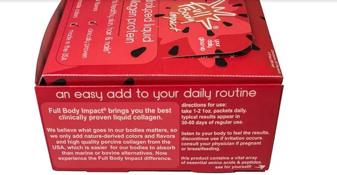 Liquid Collagen Protein Supplement 16000mg (16g) of Hydrolyzed Collagen Types I &amp III for Healthy Hair Skin Nails &amp Joints 1oz Packs (Box of 30) Sugar Free (Watermelon &amp Chill)
