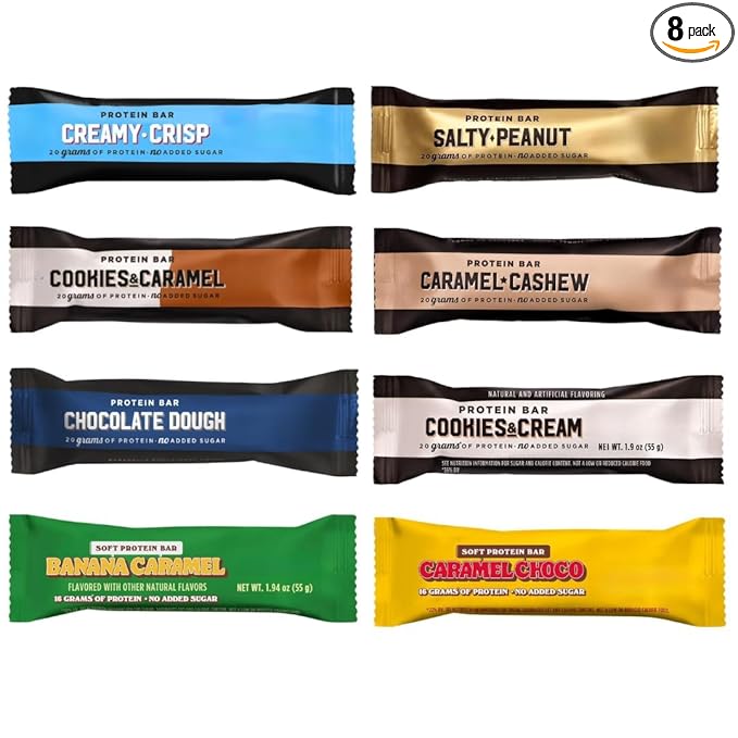 BarebeIIs-Protein Bars-Assorted Variety Pack Sampler Protein Snacks with 20g of High Protein (8 Pack)