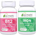 EZ Melts B12 Sublingual Vitamin and Iron Supplement Bundle Sugar Free 3-Month Supply