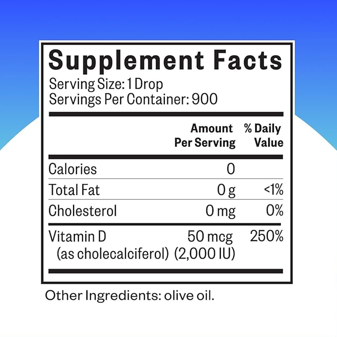Seeking Health Vitamin D3 Drops - Bone Health &amp Immune System Support Supplement - Liquid Vitamin D3 with Olive Oil - 1 FL oz 900 Servings