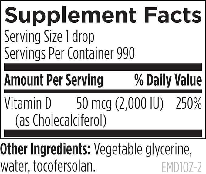 Designs for Health Hi-Po Emulsi Vitamin D Drops - Liquid Vitamin D 2000 IU Highly Concentrated Vitamin D3 - Bone Health + Immune Support Supplement - 2000 IU Per Drop (1000 Servings / 1 Ounce)