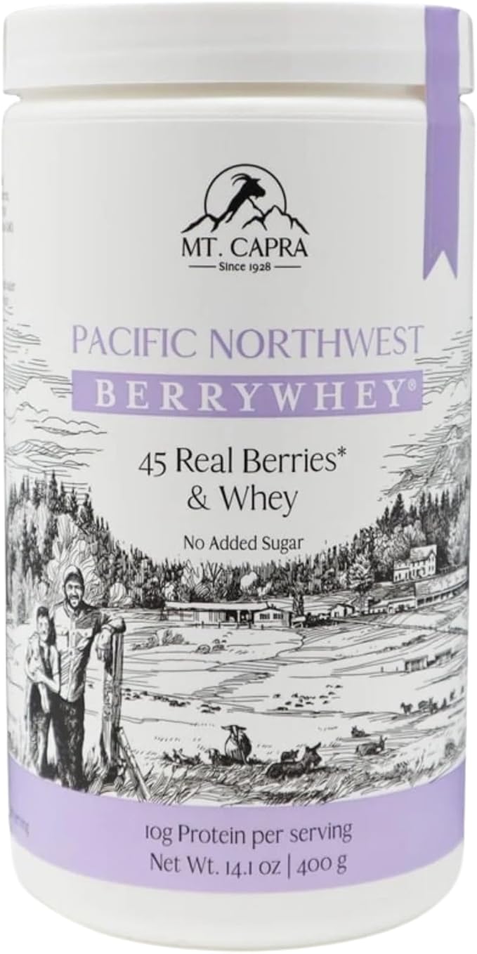 Mt. Capra Pacific Northwest BerryWhey | Non-GMO Meal Replacement Shake High in Antioxidants with Locally Grown Blueberries Aronia Berry and Goat Whey Protein | 10 Servings - 14.1 oz