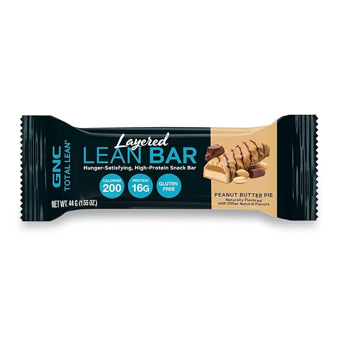 GNC Total Lean Layered Lean Bar| Hunger Satisfying - High Protein Snack Bar | Peanut Butter Pie - 9 Bars