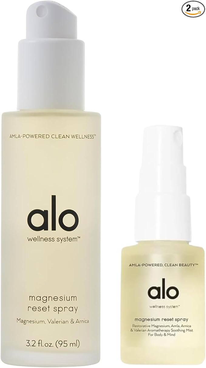 Alo Magnesium Reset Body Spray + Mini | For Sleep &amp Natural Stress Relief – Calming Blend with Magnesium Valerian Root Arnica &amp Essential Oils | Made in USA - 3.2 oz + 0.7 oz