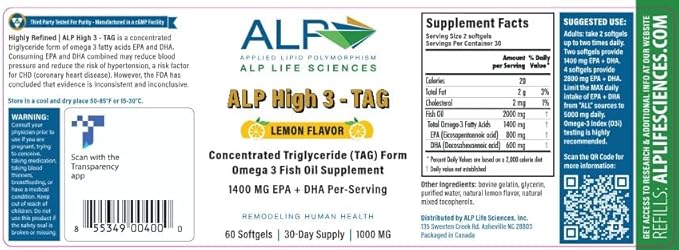 TAG Omega 3 Fish Oil Supplement - 60-Count