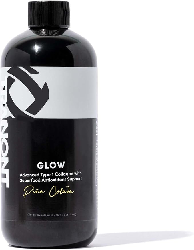 Tranont Glow Liquid Collagen for Women | Multi Collagen Peptides with Hyaluronic Acid &amp Biotin | Hair Skin &amp Nail Support | Hydrolyzed Collagen Shot | Piña Colada | 15 fl oz