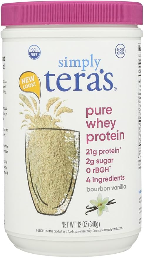 Simply Tera's Bourbon Vanilla Flavor Pure Whey Protein Powder Lactose Free 12 Ounces (Pack of 1)