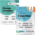 Complement Omega Complex &amp Essential Multivitamin Bundle – Comprehensive Vegan Nutritional Support for Optimal Health and Wellness (30 Servings Each)