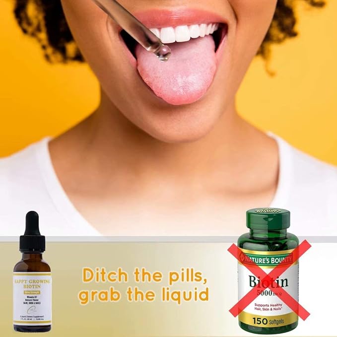 Happy Growing Biotin Liquid Drops for Hair Growth 1 oz