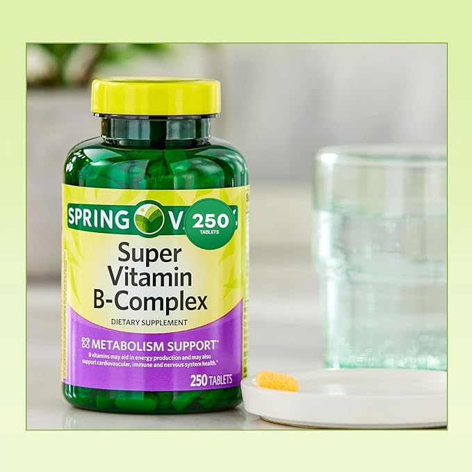 Sprin Val-Ley Super Vitamin B-Complex Tablets Dietary Supplement Value Size 250 Count (Over 8 Months Supply) + Exclusive Vtmx Vitamin Guide (2 Items)