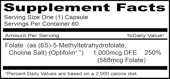 Priority One Vitamins - Priority Folate 30 Capsules - Superior Folate Supplementation with Optifolin+™ 5MTHF Folate*