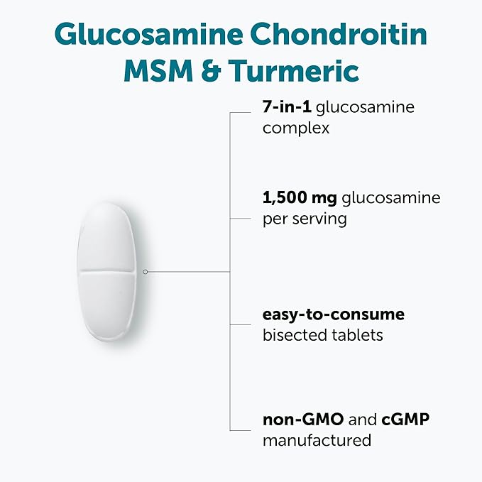 Micro Ingredients Glucosamine Chondroitin MSM and Turmeric Supplement 300 Bisected Tablets | 1500 mg Glucosamine Per Serving | 7-in-1 with Boswellia Hyaluronic Acid &amp Collagen Complex