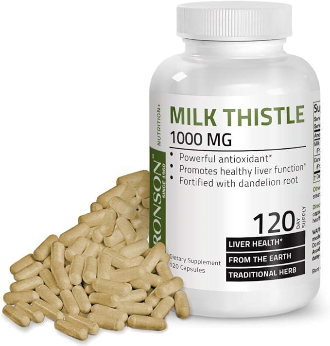 Bronson Turmeric Curcumin with BioPerine High Potency Joint Support + Milk Thistle 1000mg Silymarin Marianum &amp Dandelion Root