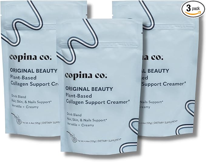 Copina Co. Original Vegan Collagen Booster Creamer Mix: Plant Based Collagen Support Smoothie Drink Vegan Creamy Blend | Original Flavor | 3 Bags - 25 Servings per Bag