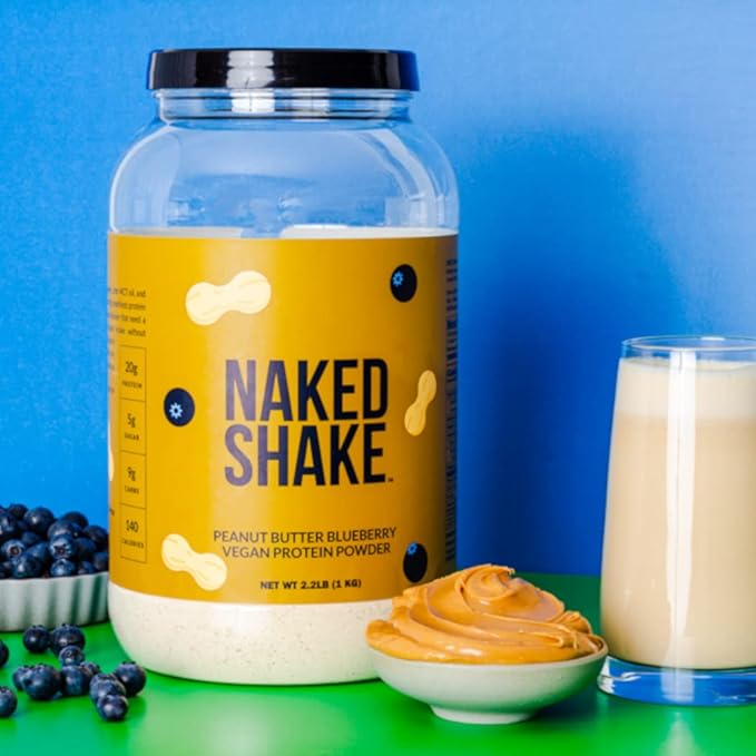 NAKED Shake - Peanut Butter Blueberry Protein Powder Plant Based Protein with Mct Oil Gluten-Free Soy-Free No Gmos Or Artificial Sweeteners - 30 Servings