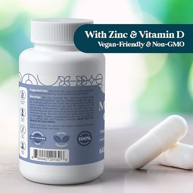 Pattern Wellness Magnesium Complex – Supports Muscle Bone &amp Relaxation Health – with Zinc &amp Vitamin D – Daily Support Formula – 120 Vegan Capsules