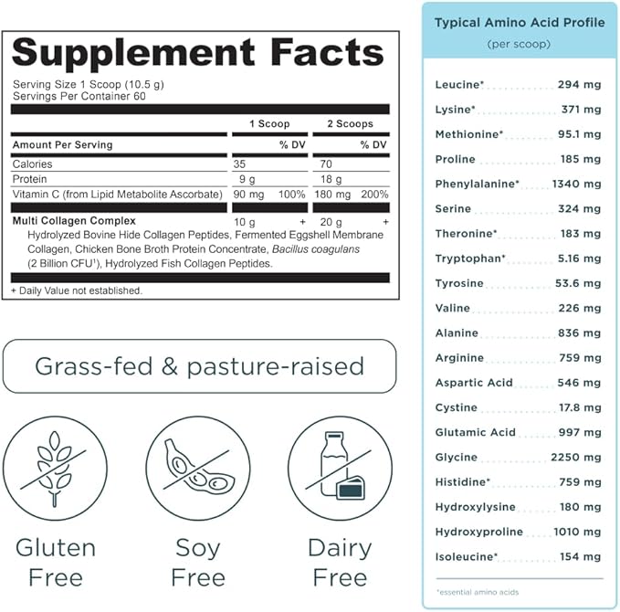 Ancient Nutrition Multi Collagen Protein Powder Vanilla 60 Servings + Vitamin D Capsules 60 Count