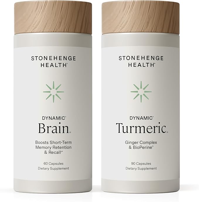 Stonehenge Health Dynamic Brain + Dynamic Turmeric Bundle Supports: Memory Acquisition Retention &amp Recall