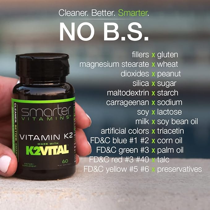 (3 Pack) Smarter Vitamin K2 MK7 100mcg Made with K2VITAL and Kale 180 Liquid Softgels