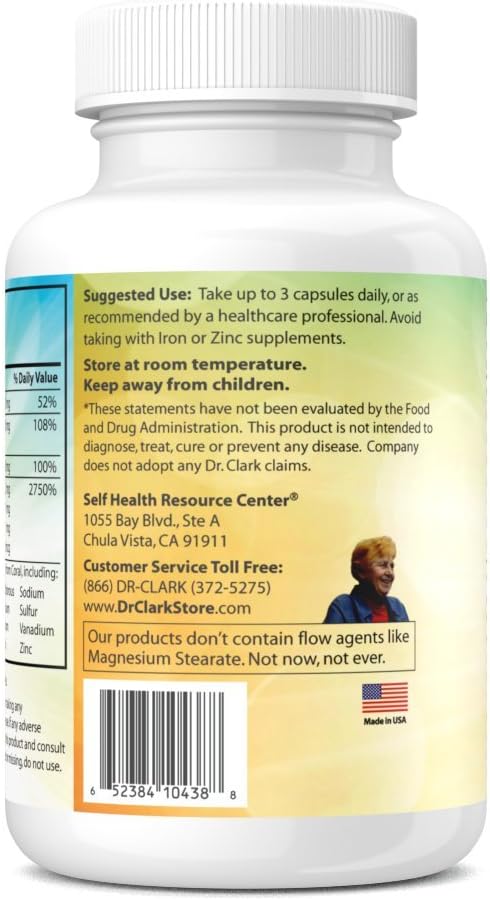 Dr. Clark Store Coral Cal-Mag K2 993mg Calcium &amp Magnesium Supplement for Women and Men 100 Gelatin Capsules 33 Servings Supports Bone Health &amp pH Balance 72 Trace Minerals &amp Vitamin