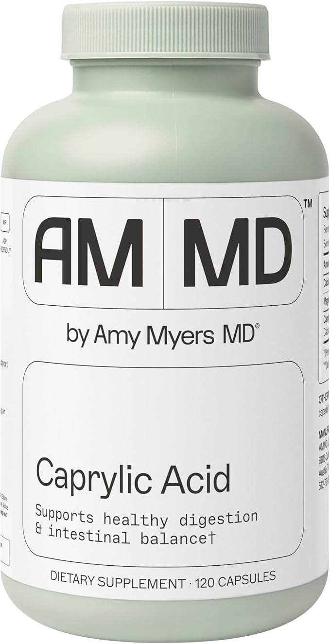 Amy Myers MD Caprylic Acid - Digestion Support Supplement for Intestinal Balance - Supports a Balanced Microbiome for Gut Health - Gluten-Free Dairy-Free &amp Non-Soy - 120 Capsules (60 Servings)