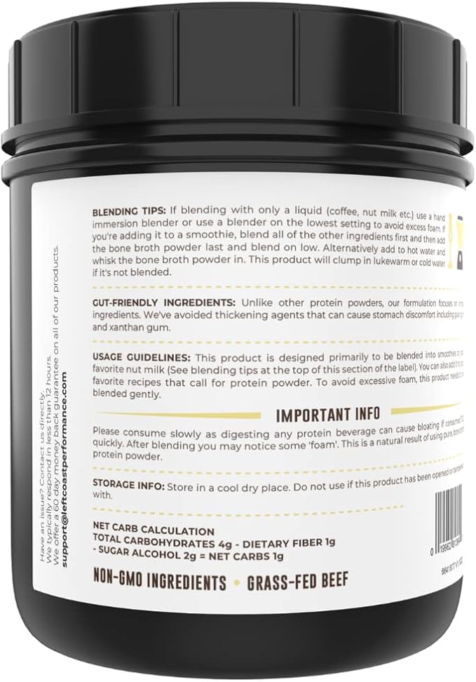 Left Coast Performance Vanilla Bone Broth Protein Powder 16oz + Chocolate Bone Broth Protein Powder 16oz