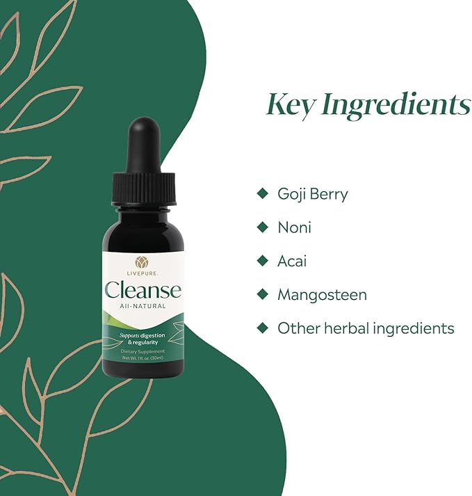 PURE Cleanse Liquid | Plant-Based Supplement Designed to Support Digestive Balance Gut Health &amp Full-Body Wellness | Fast-Absorbing Herbal Formula | Vegan Gluten-Free Additive-Free | 1 fl oz
