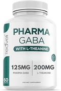 Teaveli Pharma GABA with L Theanine Supplement - 100mg PharmaGABA and 200mg L-Theanine - Clean Label - Supports Calm and Focus - No Additives or Preservatives – 60 Veggie Capsules
