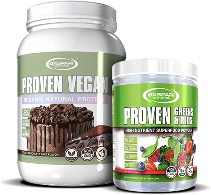 Gaspari Nutrition Proven Vegan Protein Organic Natural Protein Gluten Free Soy Free NON GMO (2lbs Double Chocolate Cake)
