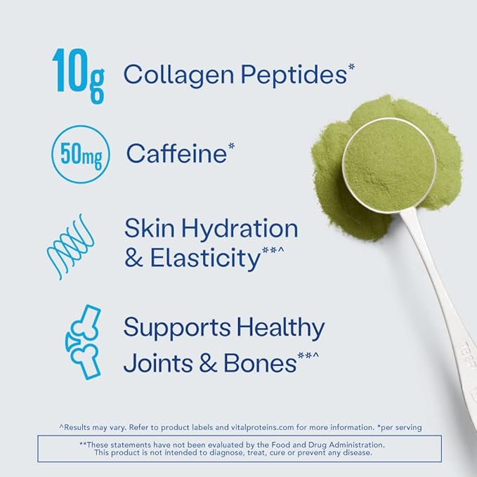 Vital Proteins Matcha Collagen Peptides Powder Supplement Matcha Green Tea Powder 10.5 oz Original Flavored