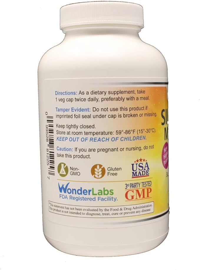Wonder Labs Silymarin Milk Thistle Supports Healthy Liver Detox - 250 Capsules (Pack of 2)