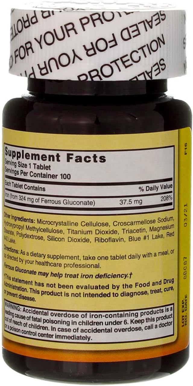 Nature`s Blend Ferrous Gluconate Tablets 325 mg 100 Count Per Bottle (8 Bottles)