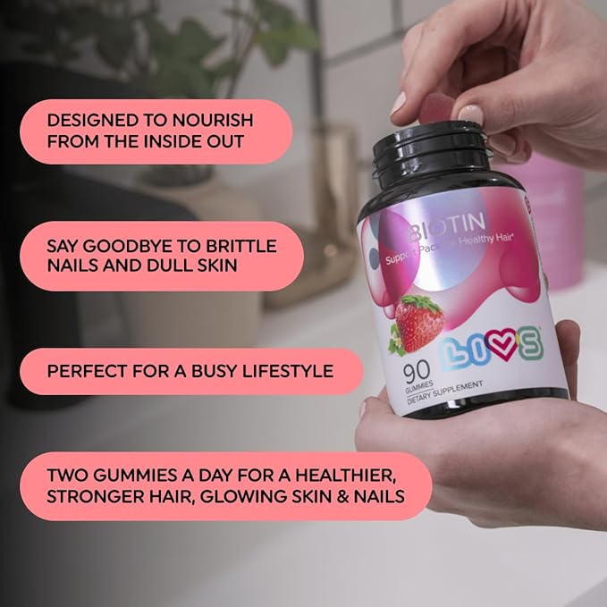 LIVS Biotin Gummies 10000mcg – Supports Healthy Hair Skin &amp Nails | Vitamin B7 Supplement for Women &amp Men | Natural Grape Flavor | Vegan Gluten Free &amp Non-GMO | 180 Count with 90 Serving