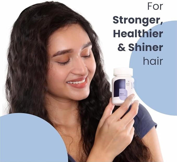 Hair Nutrition Supplement with Biotin Vitamins Minerals Amino Acids &amp DHT Blockers for Hair Growth Nourishment Strengthens &amp Reduces Hair Fall for Men &amp Women - 30 Veg Capsules (1 Mon