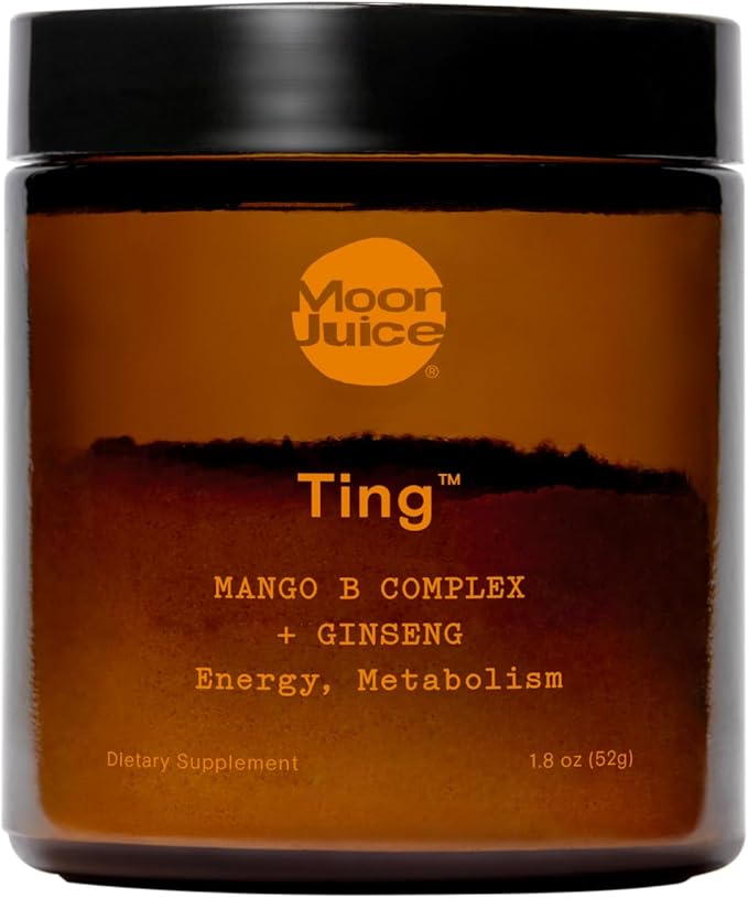 Moon Juice Ting - Vitamin B Complex Powder Supplement - Methylated B12 Folate Ginseng L-Glutamine &amp B Vitamins Caffeine Free Energy &amp Digestion Support Sugar Free Mango 1.8 oz 25 Servi