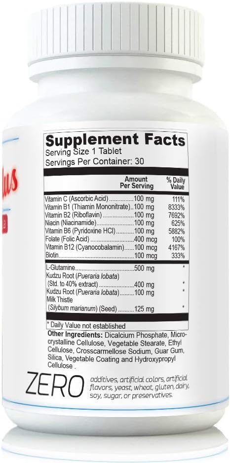 Anti-Alcohol (2pk) Alcohol Support Supplement. 10X Craving Support Kudzu Milk Thistle L Glutamine B Vitamins Folic Acid Fastest Absorption Liver Cleanse