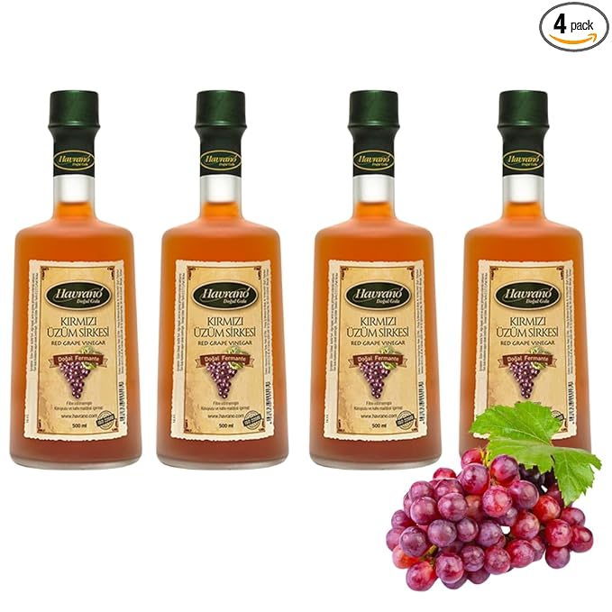 Natural Red Grape Vinegar Additive-free 100% Natural Fermented Organic Turkish product 500 ml - PACK OF 4