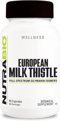 NutraBio European Milk Thistle Supplement 241mg - Supports Antioxidant Benefits and Wellness 90 Capsules 80% Silymarin Extract Herbal Supplement
