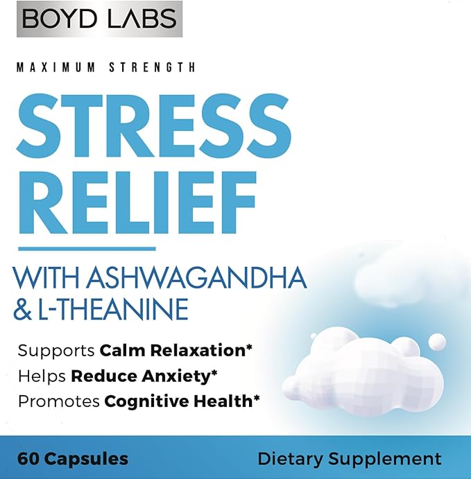 Stress Relief with Ashwagandha and L-Theanine 60 Count