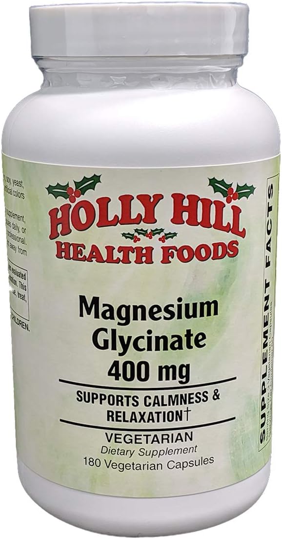 Holly Hill Health Foods Magnesium Glycinate 400mg 180 Vegetable Capsules