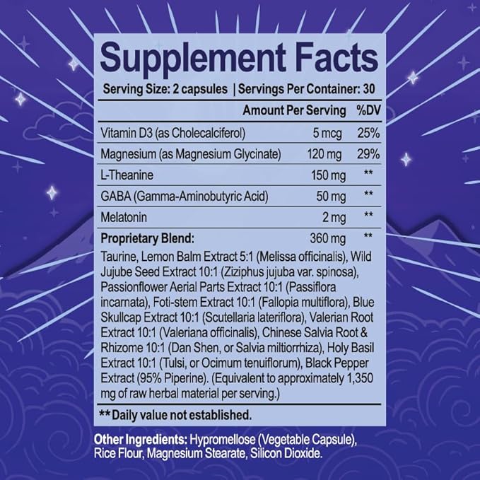 SleepVive - Herbal Natural Sleep Aid - All in One - Sleep Supplement with Melatonin L-Theanine GABA Valerian Root Passionflower Holy Basil | Support for Stressful Symptoms