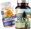 Number One Nutrition N1N Premium Men's Daily Multivitamin [Vitamins A C E D Magnesium Zinc] and Omega 3 6 9 + DHA Gummies [Vegan Plant-Based] 2 Pack Bundle
