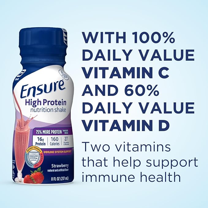Ensure High Protein Strawberry Nutrition Shake 24 Pack &amp Ensure Max Protein Nutrition Shake 30g Protein 12 Pack