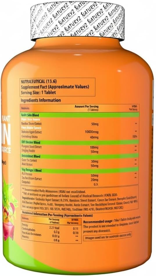 100% Plant Based Biotin Tablets with High Protein Vitamin DHT Omega 3 for Strong Hairs Nails Growth &amp Glowing Skin.